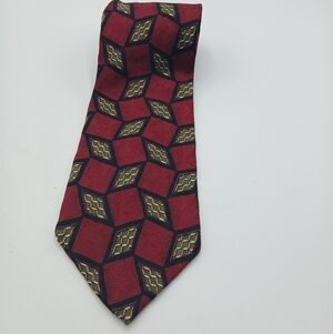J Z Richards 100% Silk Tie Red Geometric